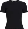 Veronica Beard Women's Draya Rhinestone Button Tee, Black In Black