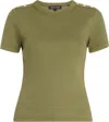 Veronica Beard Draya Short-sleeve Button Tee In Multi
