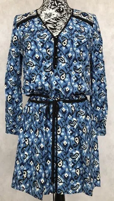 Pre-owned Veronica Beard Women Dress Size 2 100% Silk Blue Printed