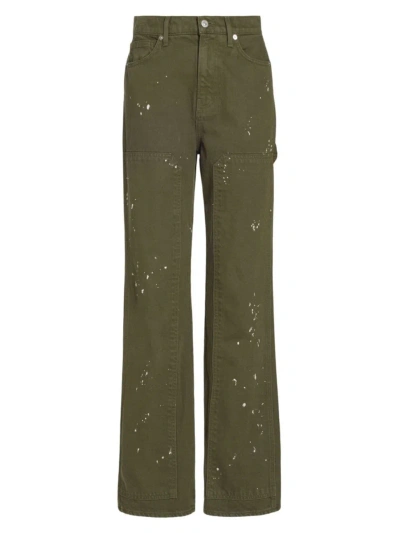 Veronica Beard Women's Dylan High-rise Splattered Paint Straight Jeans In Army