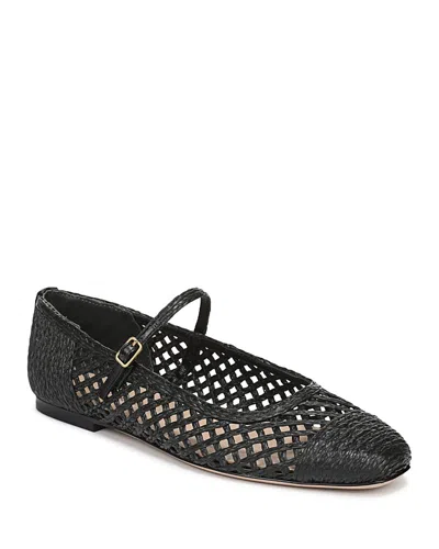 Veronica Beard Ellie Raffia Ballerina Flats In Black