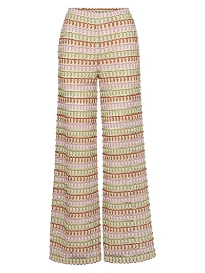 VERONICA BEARD WOMEN'S FATIMA CROCHET STRIPED WIDE-LEG PANTS
