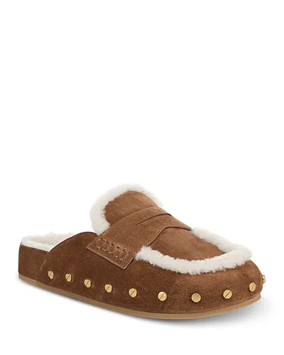 Veronica Beard Women's Fenix Shearling Clogs In Brown