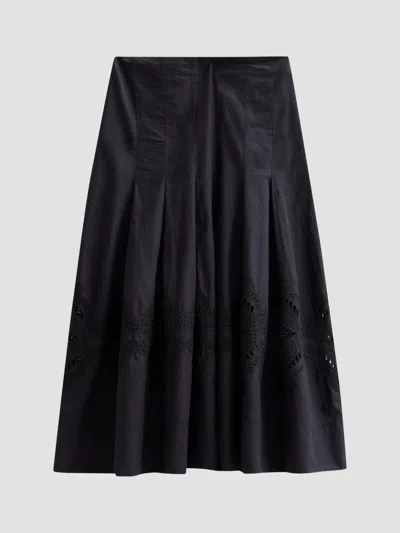 Veronica Beard Women's Fynnley Cotton Pleated Midi Skirt In Black