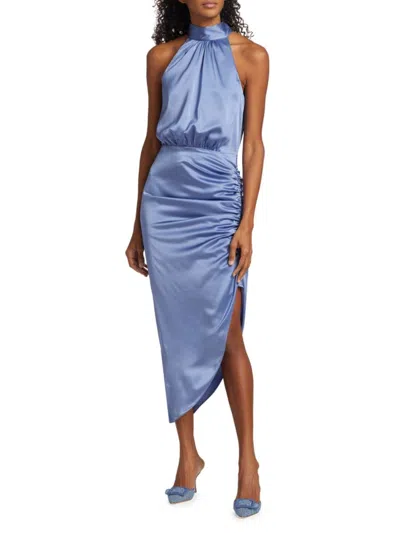 Veronica Beard Women's Gabriella Ruched Silk Blend Dress In Steel Blue