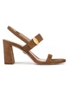 Veronica Beard 75mm Genetta Suede Slingback Sandals In Brown