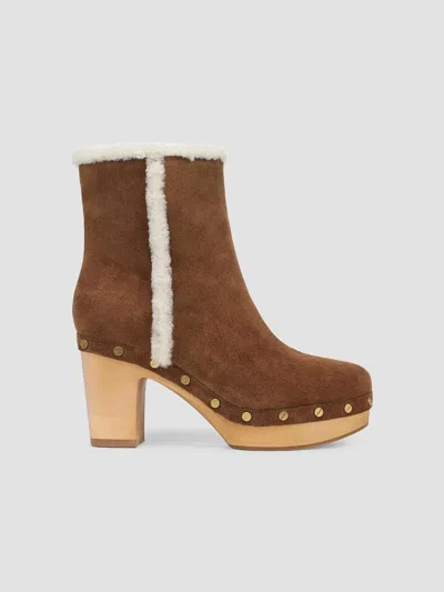 Veronica Beard Women's Glinda Shearling-lined Suede Ankle Boots In Chestnut
