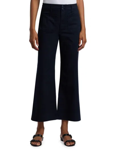 Veronica Beard Women's Grant Cropped High-rise Wide-leg Pants In Blue