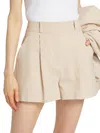 Veronica Beard Haina Striped Cotton-blend Seersucker Shorts In Khaki White