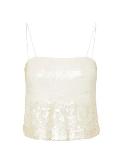 Veronica Beard Harmoni Sequin-embellished Top In Iridescent Off White