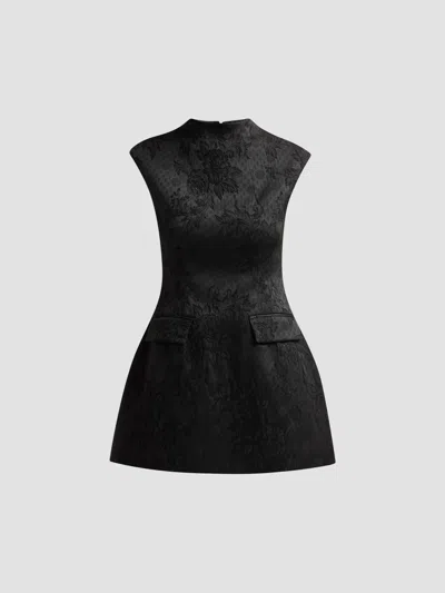 Veronica Beard Haworth Mock Neck Mini Dress In Black