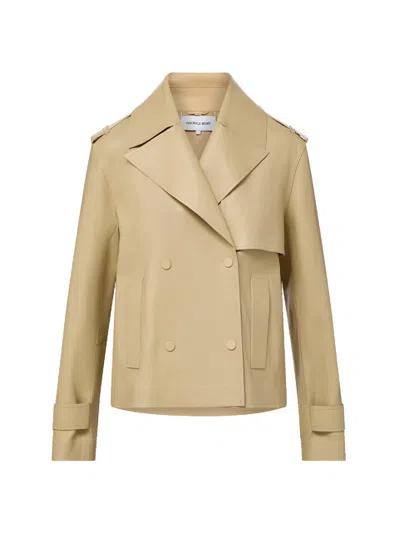 Veronica Beard Heathcliff Cropped Leather Trench Jacket In Neutral
