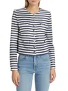 Veronica Beard Isa Metallic Striped Woven Jacket In Navy White