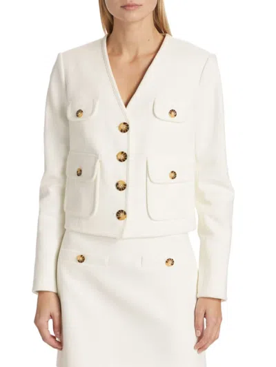 Veronica Beard Women's Isola Stretch Cotton-blend V-neck Jacket In Off White