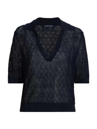 Veronica Beard Women's Issa Linen-blend Polo Sweater In Blue