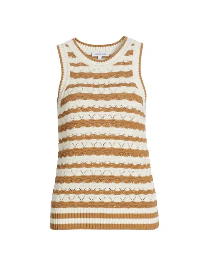 Veronica Beard Jerrel Striped Knit Tank In Desert Khaki/off-white