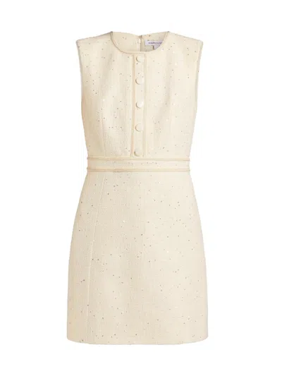Veronica Beard Julie Embellished Cotton-blend Tweed Mini Dress In Neutral