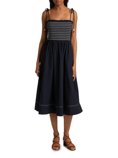 Veronica Beard Women's Kaela Cotton Striped Midi-dress In Blue