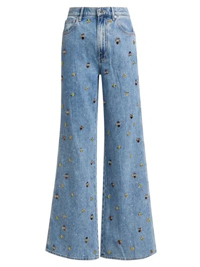 Veronica Beard Kasey Mid Rise Wide Leg Jeans In Silver Dust In Blue