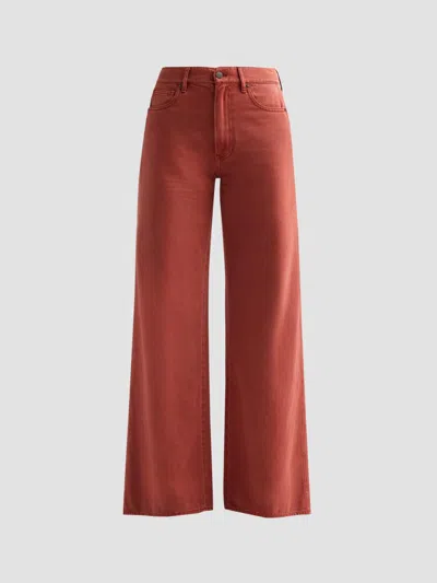 Veronica Beard Kasey Mid Rise Wide Leg Jeans In Rust In Red