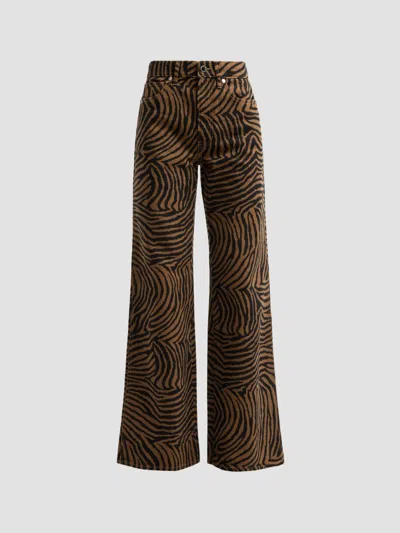 Veronica Beard Women's Kasey Ziger-print Wide-leg Jeans In Brown