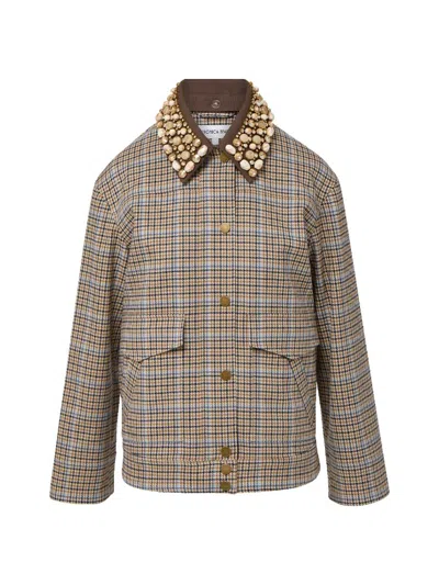 Veronica Beard Kasper Plaid-pattern Embellished-collar Jacket In Multi