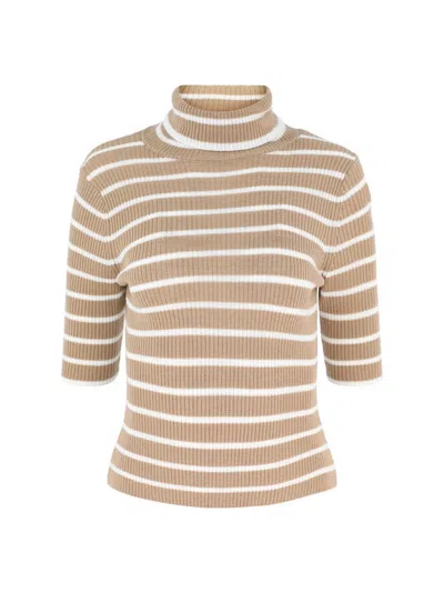Veronica Beard Women's Katrina Turtleneck Neck Sweater In Khaki/ivory In Multi