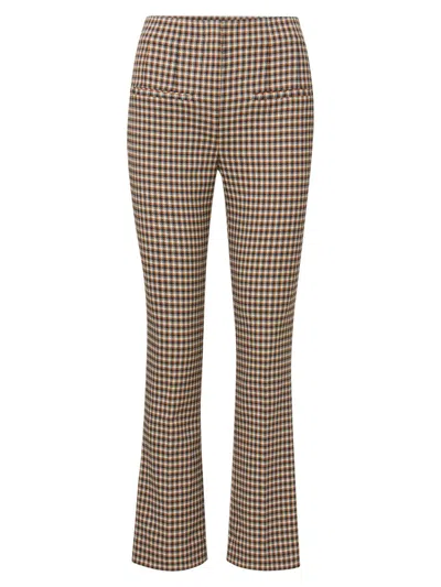 Veronica Beard Women's Kean Houndstooth Slim-leg Flare Pants In Brown