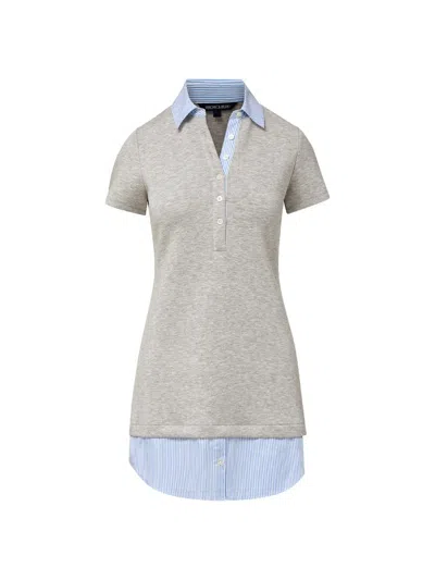 Veronica Beard Kenwood Striped-pattern Polo-collar Mini Dress In Gray