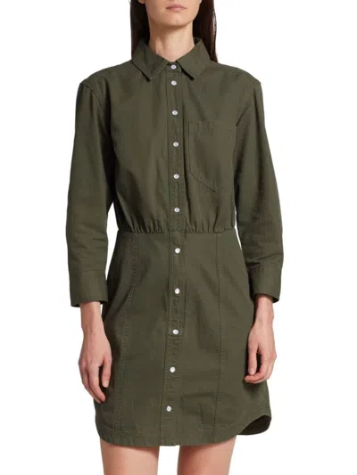 Veronica Beard Women's Keston Twill Mini Shirt Dress In Army Green