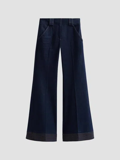 Veronica Beard Women's Lancelor Denim High-rise Wide-leg Pants In Blue