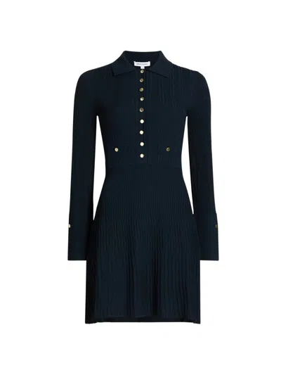 Veronica Beard Women's Lauper Rib-knit Mini Shirtdress In Blue