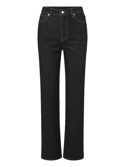 Veronica Beard Leah Mid Rise Straight Jeans In Indigo Rinse In Black