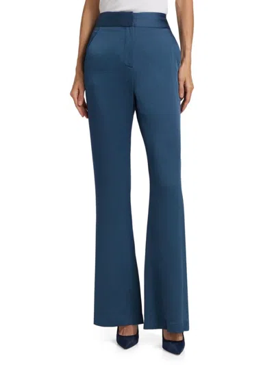 Veronica Beard Women's Lebone Satin High-rise Flared Pants In Blue
