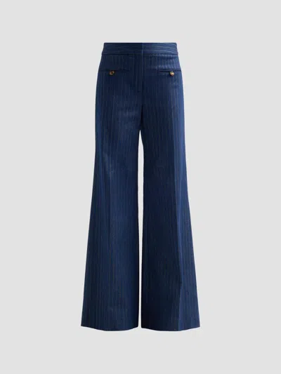 Veronica Beard Women's Ledger Striped Cotton-blend High-rise Flared Pants In Medium Indigo Copper