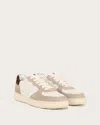 Veronica Beard Lennox Mixed Leather Low-top Sneakers In Beige