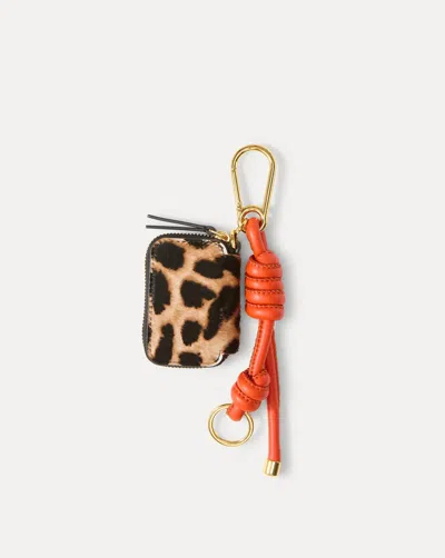 Veronica Beard Women's Leopard Zip Pouch Bag Charm In Dark Acorn Multi