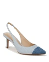 Veronica Beard Liliana Womens Two Tone Denim Slingback Heels