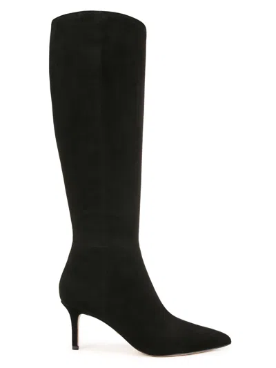Veronica Beard Women's Lisa 70mm Tall-shaft Wide-calf Suede Boots In Black