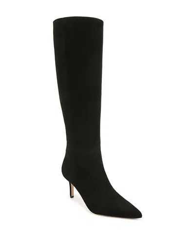 Veronica Beard Lisa Suede Stiletto Wide-calf Knee Boots In Black