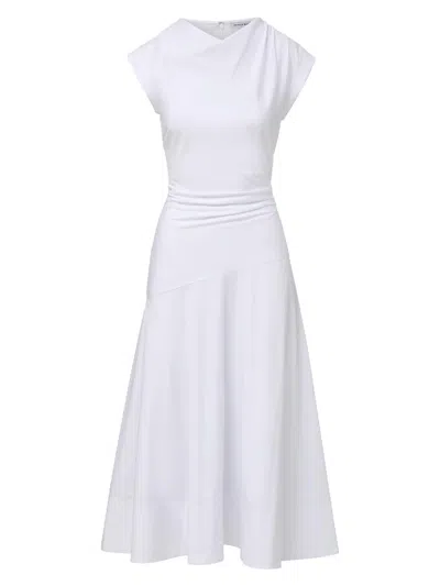 Veronica Beard Lisette Gathered Cotton-blend Poplin Midi Dress In White