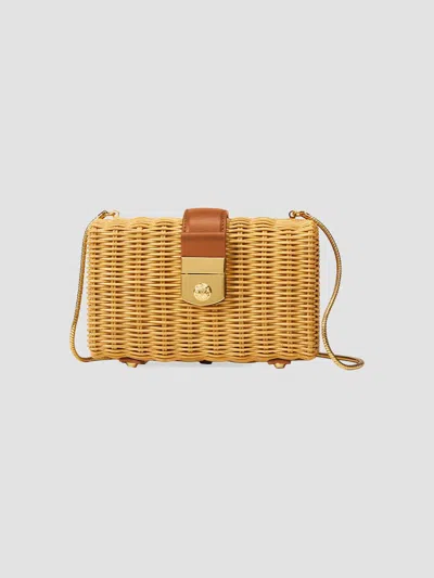 Veronica Beard Women's Lock Box Rattan & Leather Clutch In Natural Hazelwood