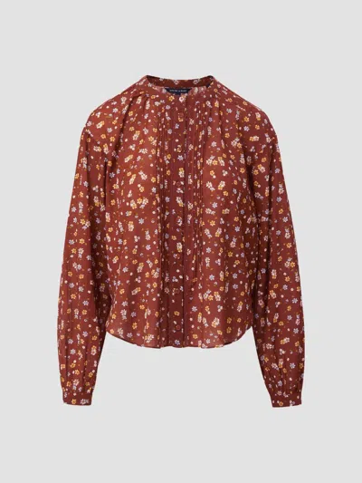 Veronica Beard Women's Lollie Floral Pintuck Blouse In Brown