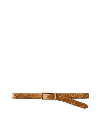 Veronica Beard Women's Loop Embroidered Leather Belt In Brown