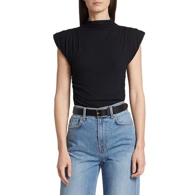 Veronica Beard Lossa Mock Neck Top In Black