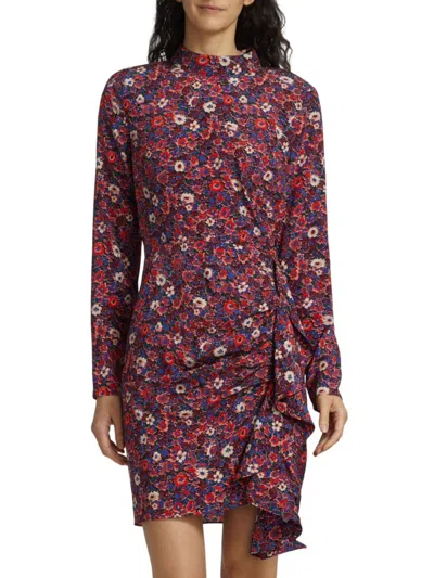 Veronica Beard Women's Louella Floral Stretch Silk-satin Mini Dress In Berry Multi