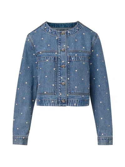 Veronica Beard Women's Lowry Bezel Stud Denim Jacket In Purple