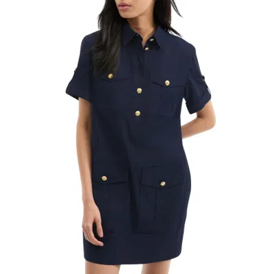 Veronica Beard Lucca Cotton-blend Poplin Mini Shirt Dress In Blue