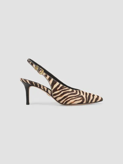 Veronica Beard Women's Luciana 70mm Zebra-print Calf Hair Slingback Pumps In Ziger Brown