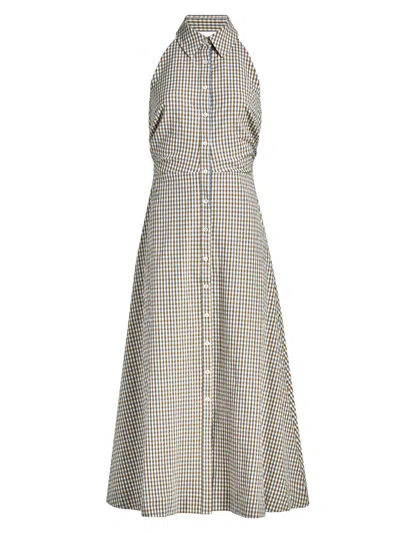 Veronica Beard Womens Acorn Multi Mackey Check Cotton Midi Dress In Gray